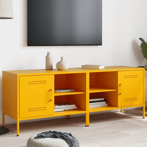 móveis de TV - Armários TV 2 pcs 68x39x50,5 cm aço amarelo mostarda