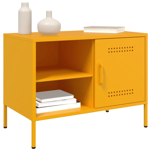 móveis de TV - Armários TV 2 pcs 68x39x50,5 cm aço amarelo mostarda
