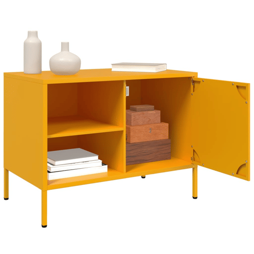 móveis de TV - Armários TV 2 pcs 68x39x50,5 cm aço amarelo mostarda