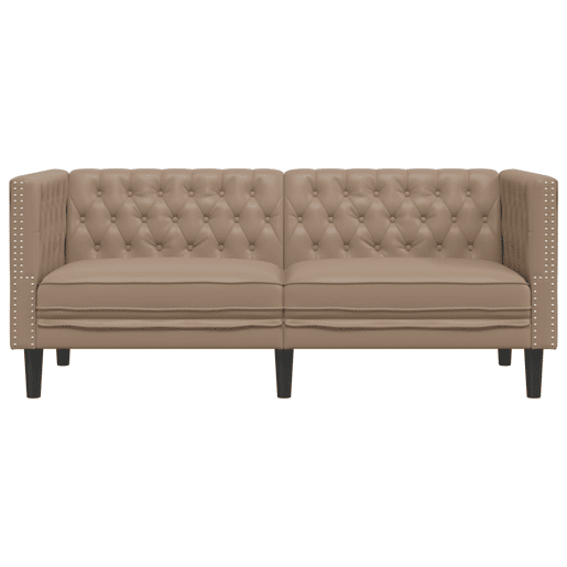 Sofá chesterfield 2 lugares - Sofá fixo couro artificial cappuccino