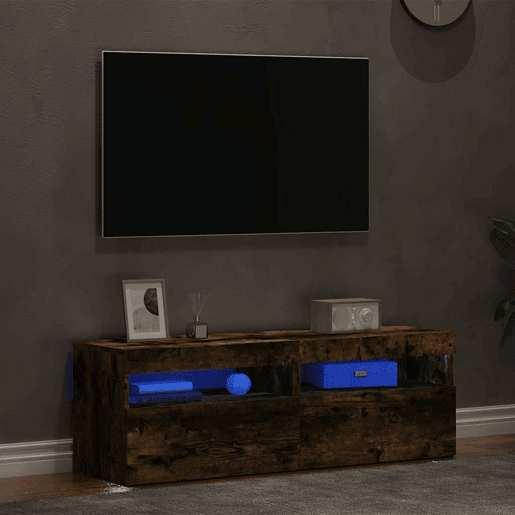 Móveis TV - Armários TV - Mesas cabeceira c LEDs 2 pcs 60x35x40 cm carvalho fumado