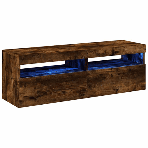 Móveis TV - Armários TV - Mesas cabeceira c LEDs 2 pcs 60x35x40 cm carvalho fumado