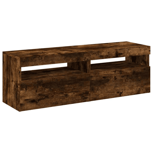 Móveis TV - Armários TV - Mesas cabeceira c LEDs 2 pcs 60x35x40 cm carvalho fumado