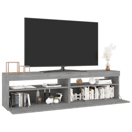 Móvel de TV - Modulo de TV - Armário de TV com luzes LED 2 pcs 75x35x40 cm cinzento sonoma