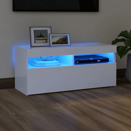 Móvel de TV - Modulo de TV - Armário de TV com luzes LED 90x35x40 cm branco