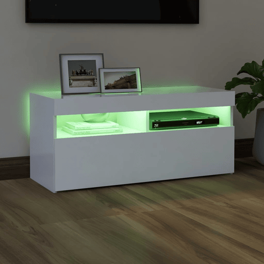 Móvel de TV - Modulo de TV - Armário de TV com luzes LED 90x35x40 cm branco