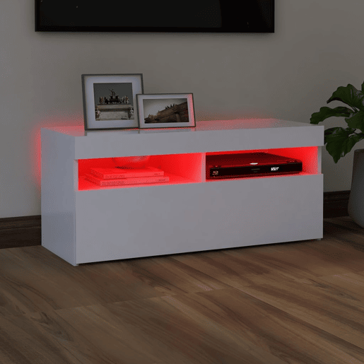 Móvel de TV - Modulo de TV - Armário de TV com luzes LED 90x35x40 cm branco