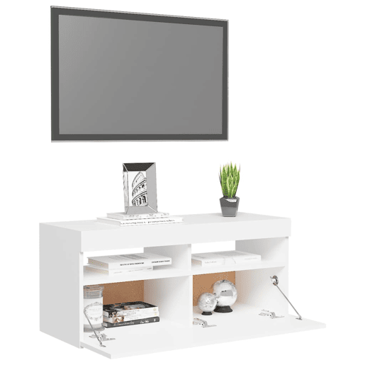Móvel de TV - Modulo de TV - Armário de TV com luzes LED 90x35x40 cm branco