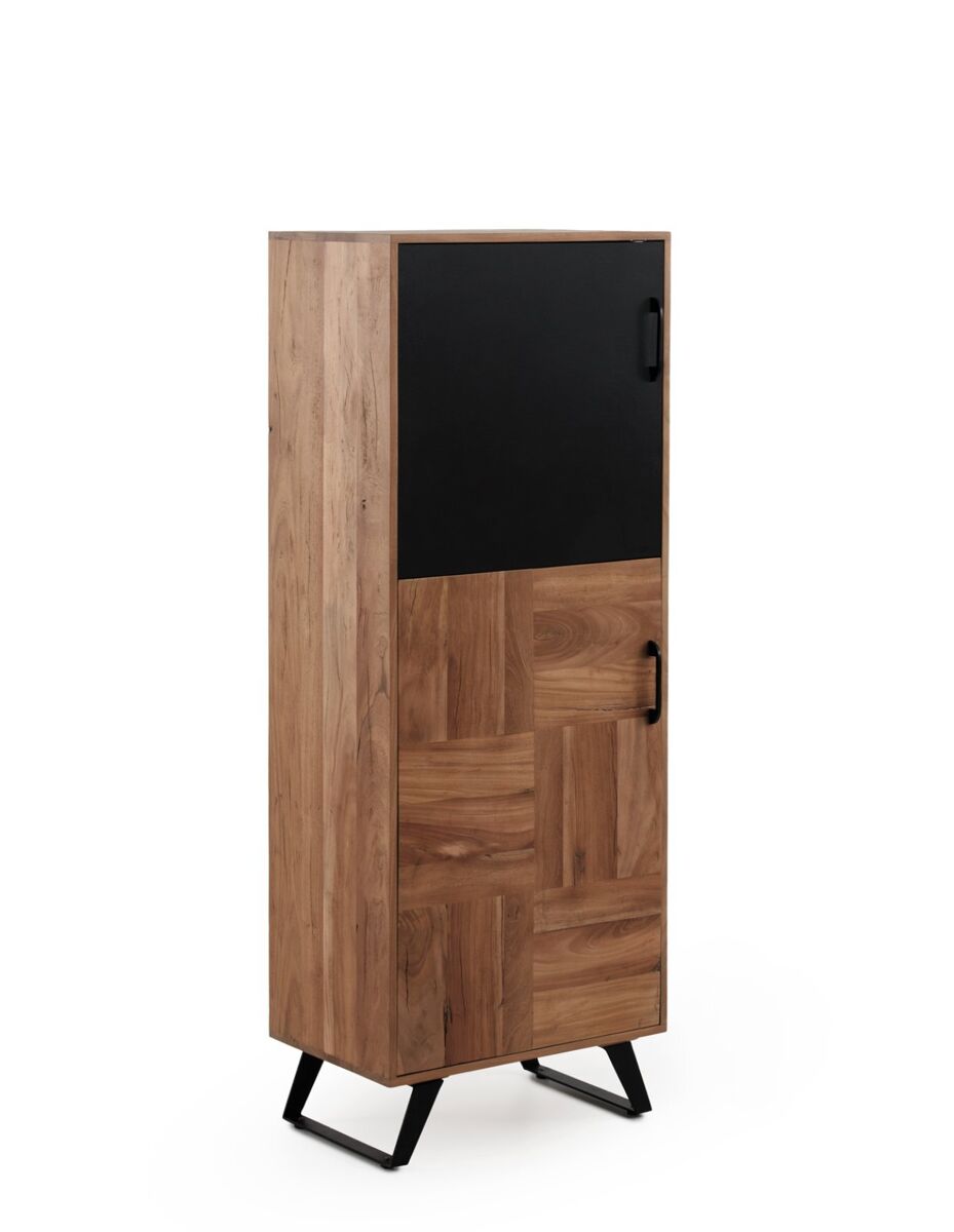 Estante con 2 puertas de madera maciza de acacia reciclada