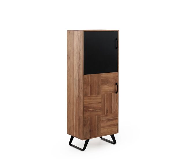 Estante con 2 puertas de madera maciza de acacia reciclada