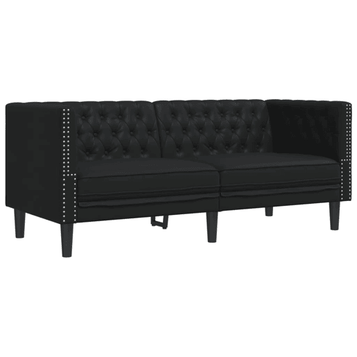 Sofá chesterfield 2 lugares - Sofá fixo couro artificial preto