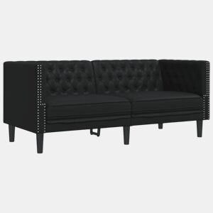 Sofá chesterfield 2 lugares - Sofá fixo couro artificial preto