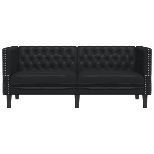 Sofá chesterfield 2 lugares - Sofá fixo couro artificial preto