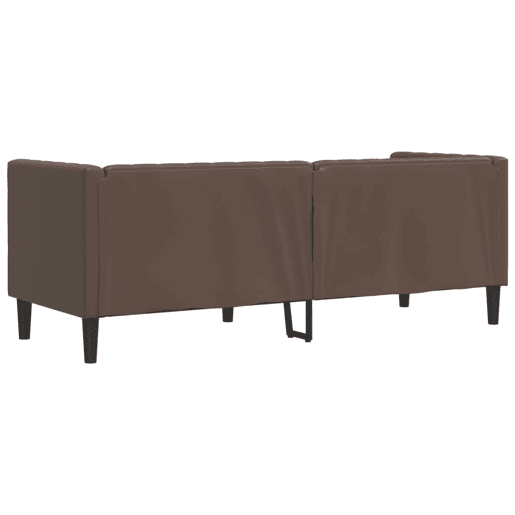 Sofá chesterfield 3 lugares - Sofá fixo couro artificial castanho Sofá chesterfield 3 lugares - Sofá fixo couro artificial castanho