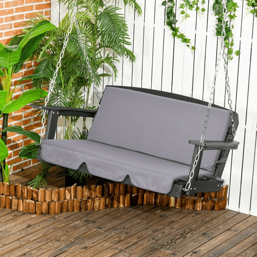 Outsunny Almofada para Baloiço de 2 Peças 130x45x5 cm Almofada para Baloiço de Assento e Encosto Acolchoado para Jardim Varanda Exterior Cinza