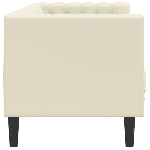 Sofá chesterfield 3 lugares - Sofá fixo couro artificial creme