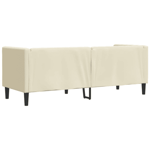 Sofá chesterfield 3 lugares - Sofá fixo couro artificial creme
