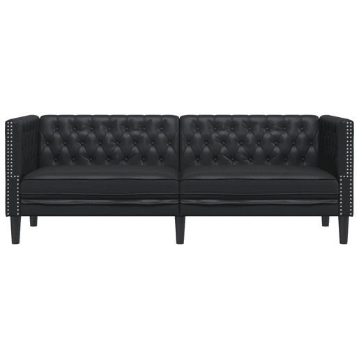 Sofá chesterfield 3 lugares - Sofá fixo couro artificial preto