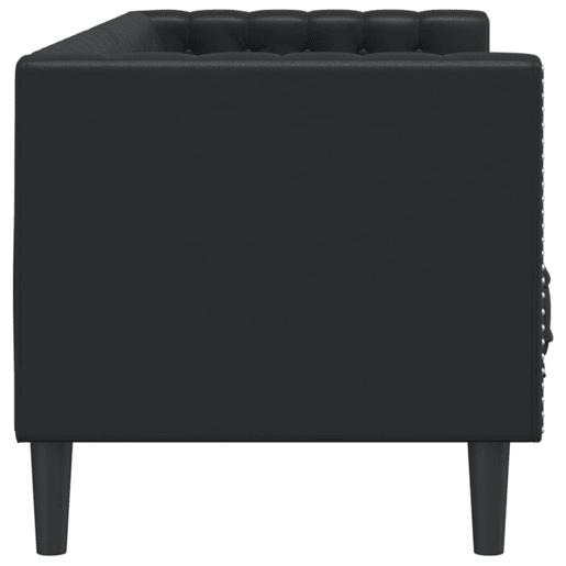 Sofá chesterfield 3 lugares - Sofá fixo couro artificial preto