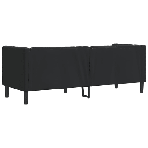 Sofá chesterfield 3 lugares - Sofá fixo couro artificial preto