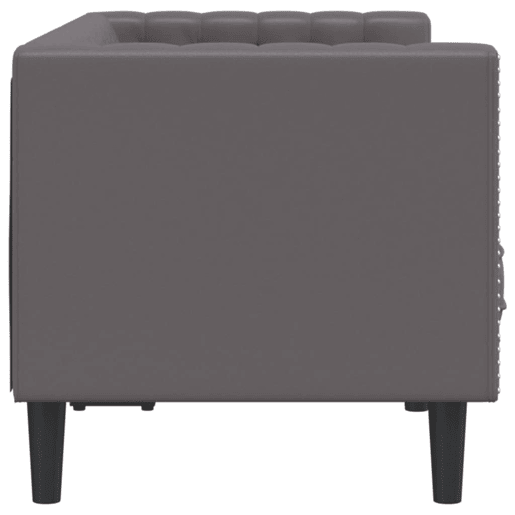 Sofá chesterfield 2 lugares - Sofá fixo couro artificial cinzento