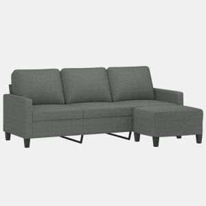 Sofá de 3 lugares - Sofá fixo com apoio de pés 180 cm tecido cinza-escuro