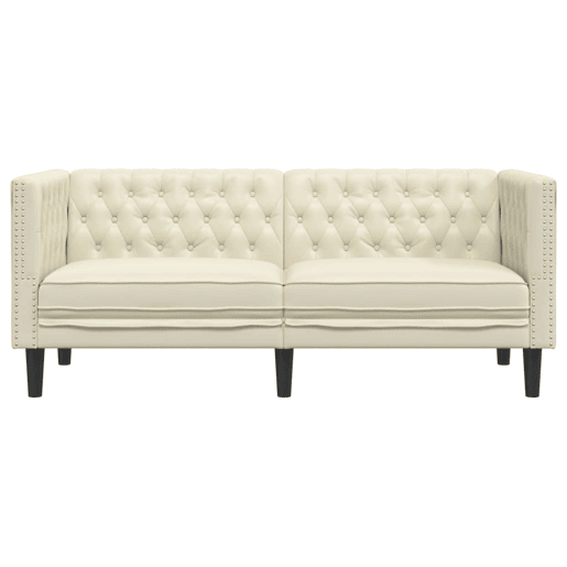 Sofá chesterfield 2 lugares - Sofá fixo couro artificial creme