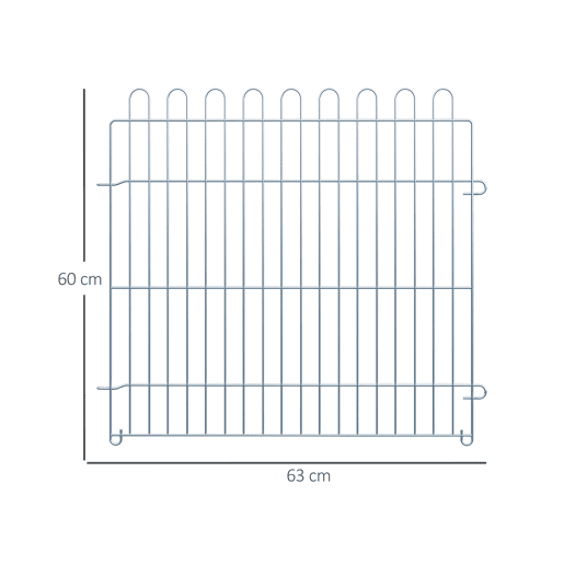 PawHut Parque para Animais de Estimação com 8 Paineis 63x60cm Cerca para Animais de Estimação com Porta com Trava para Jardim Pátio Exterior Prata