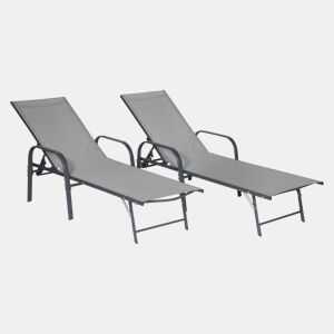 Conjunto de 2 espreguiƧadeiras SARDINIA cinzentas - estrutura antracite