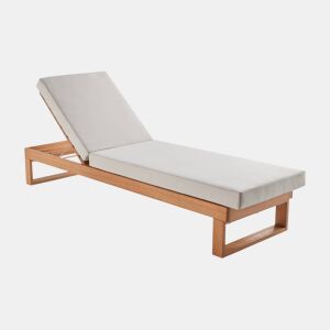 Espreguiçadeira de madeira de eucalipto, multi posições, Pamplona, Beige, 204x63x91 cm