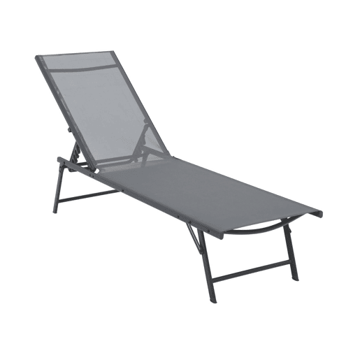 Espreguiçadeira de aço textileno com múltiplas posições, set de 2, Tropea, Antracite, 181x54.5x82.5 cm