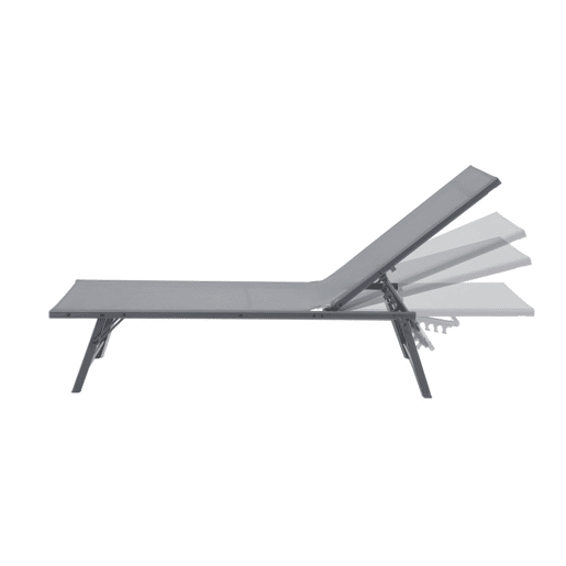Espreguiçadeira de aço textileno com múltiplas posições, set de 2, Tropea, Antracite, 181x54.5x82.5 cm