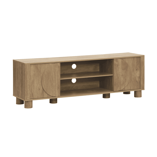 Móvel de TV exótico efeito madeira de mangueira 2 portas reversíveis, 155cm, Pondi, Manguier, 155x40x52 cm Móvel de TV exótico efeito madeira de mangueira 2 portas reversíveis, 155cm, Pondi, Manguier, 155x40x52 cm