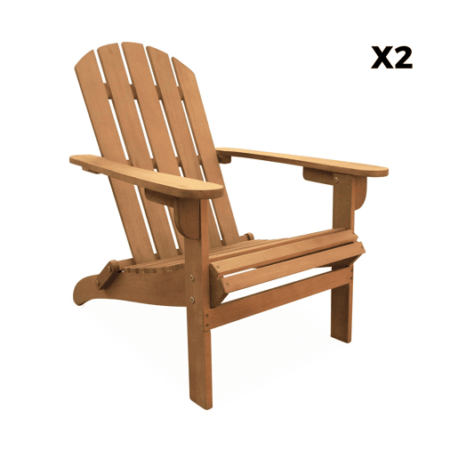 Set de 2 cadeiras de jardim de madeira de eucalipto, Adirondack Salamanca x2, Madeira, 69x88.5x90 cm