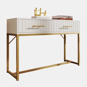 Toucador de painel de partículas com 2 gavetas,branco+dourado