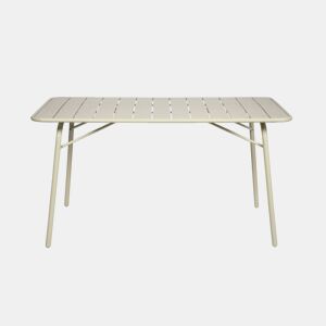 Mesa de jardim dobrável metálica, 6 lugares, Amelia 140cm, Beige, 141.2x80x72.5 cm