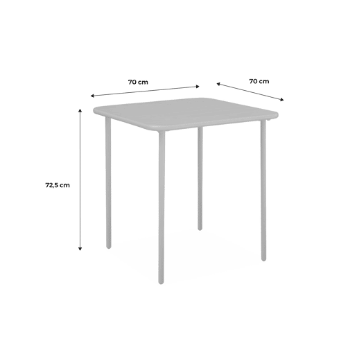 Mesa de jardim metálica de 2 lugares, Amelia 70cm, Beige, 70x70x72.5 cm Mesa de jardim metálica de 2 lugares, Amelia 70cm, Beige, 70x70x72.5 cm