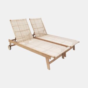 EspreguiƧadeira reclinƔvel em madeira e resina, set de 2, Pilar, Natural, 192x65x94 cm