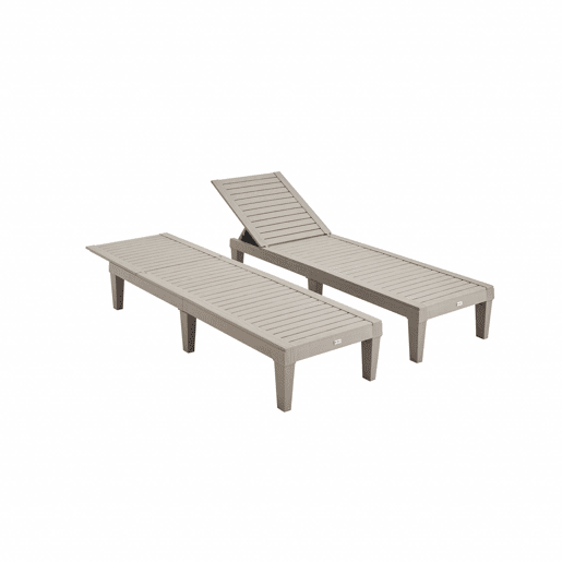 Espreguiçadeira de plástico multiposições, set de 2, Pia x2, Cinza, 157x83.5x58 cm