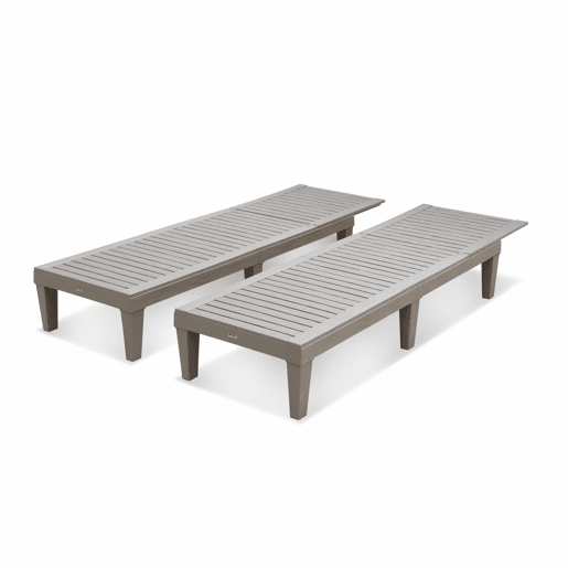 Espreguiçadeira de plástico multiposições, set de 2, Pia x2, Cinza, 157x83.5x58 cm