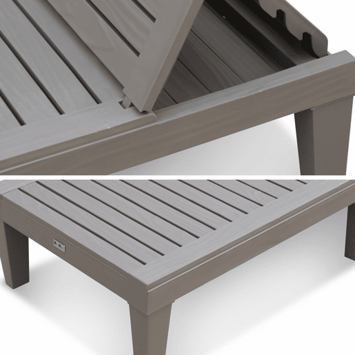 Espreguiçadeira de plástico multiposições, set de 2, Pia x2, Cinza, 157x83.5x58 cm