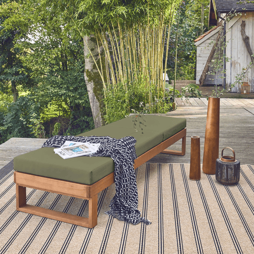 Espreguiçadeira de madeira de eucalipto, multi posições, Pamplona, Verde caqui, 204x63x91 cm