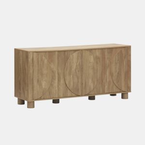 Aparador exótico efeito madeira com 4 portas, 155cm, Pondi, Manguier, 155x40x72 cm