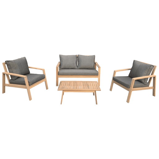 Conjunto de mobiliário de jardim Acacia GILI 4 lugares - almofadas cinzentas