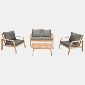 Conjunto de mobiliário de jardim Acacia GILI 4 lugares - almofadas cinzentas