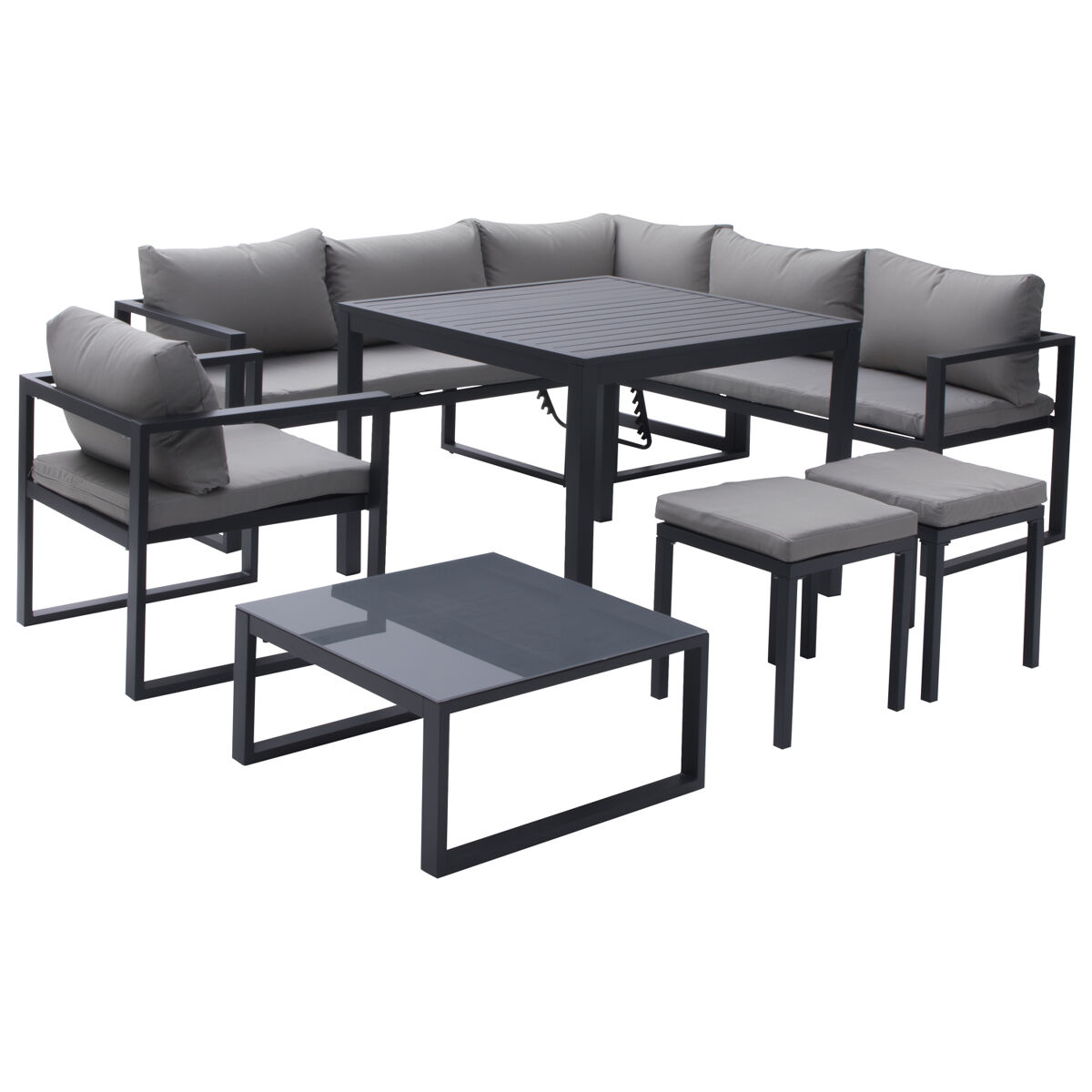 Conjunto de muebles de jardín modulares IBIZA de 7 plazas Gris Oscuro