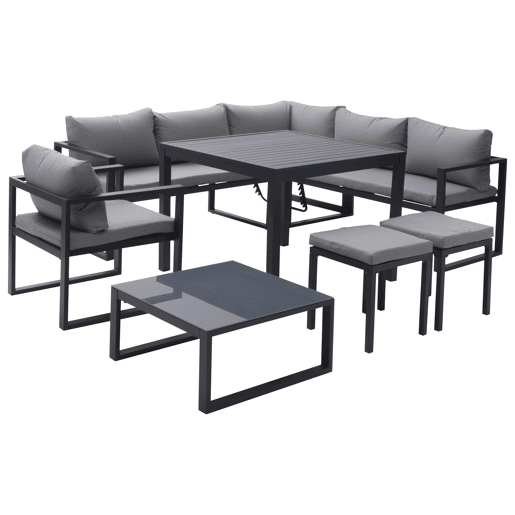 IBIZA conjunto de mobiliário modular de jardim em tecido cinza com 7 lugares - antracite de alumínio