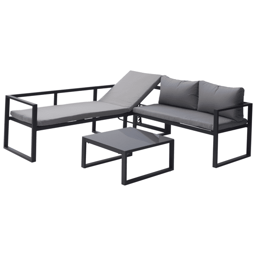 IBIZA conjunto de mobiliário modular de jardim em tecido cinza com 7 lugares - antracite de alumínio