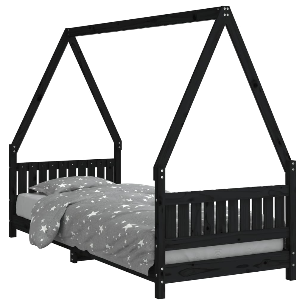 Vidaxl estructura de cama para niños madera de pino negro 80x200 cm