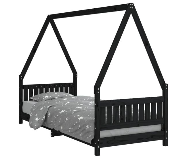 Vidaxl estructura de cama para niños madera de pino negro 80x200 cm